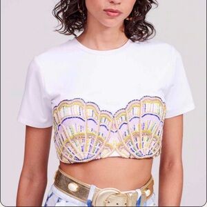 Hayley Menzies Conchita Embellished Cropped Top Size S